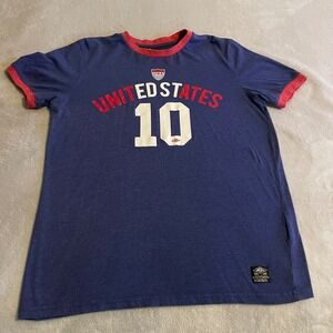 Vintage United States USA Soccer Umbro Ringer T-Shirt Mens Medium Blue Red 10